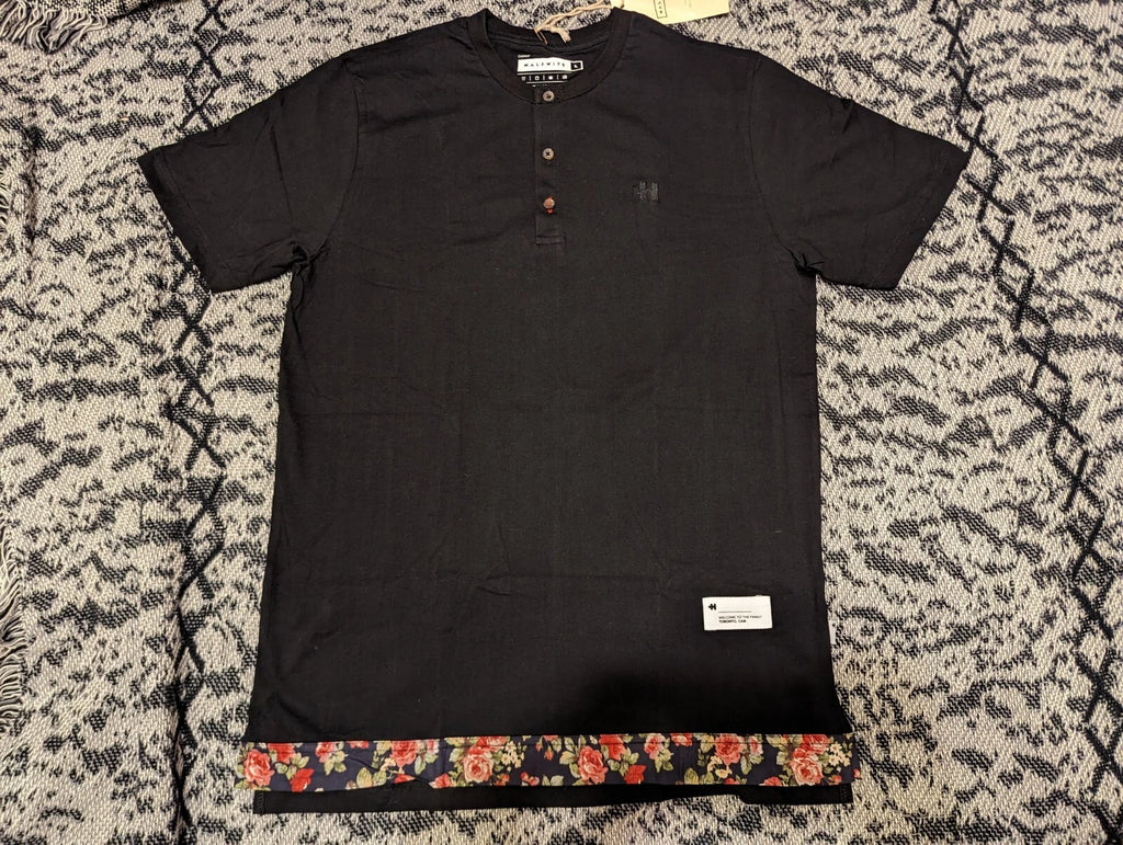 Halfwits Toronto Canada T-shirt / Henley Size Large (Black & Floral Bottom)