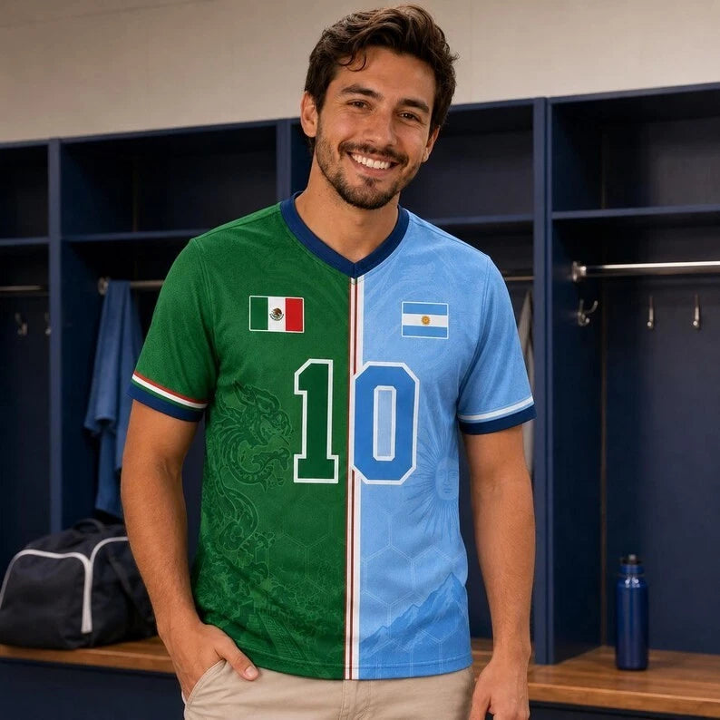 Personalized Half & Half Soccer Jersey, Custom Two Country Football Shirt, Footb