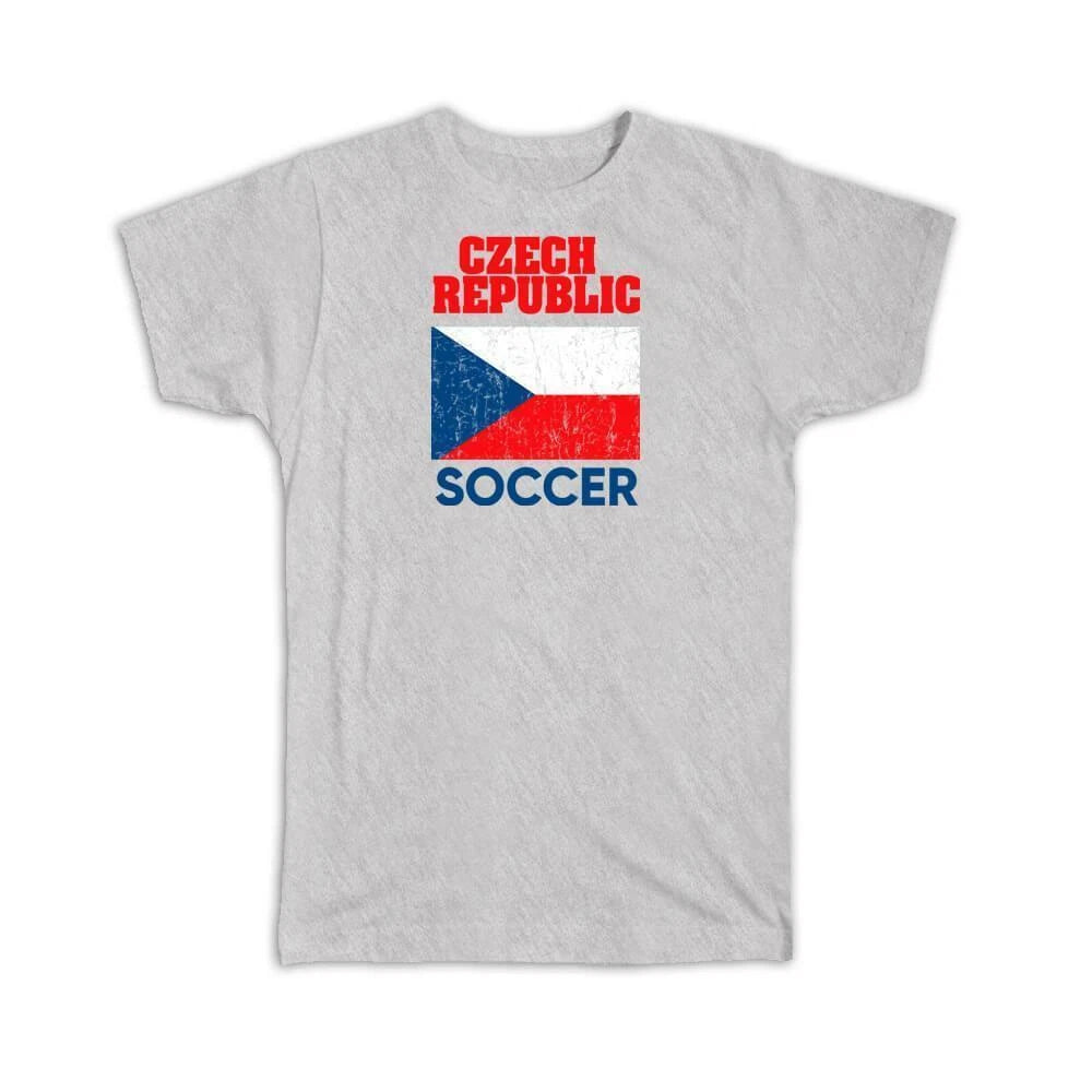 Gift T-Shirt : Czech Republic Distressed Flag Soccer Football Team Country