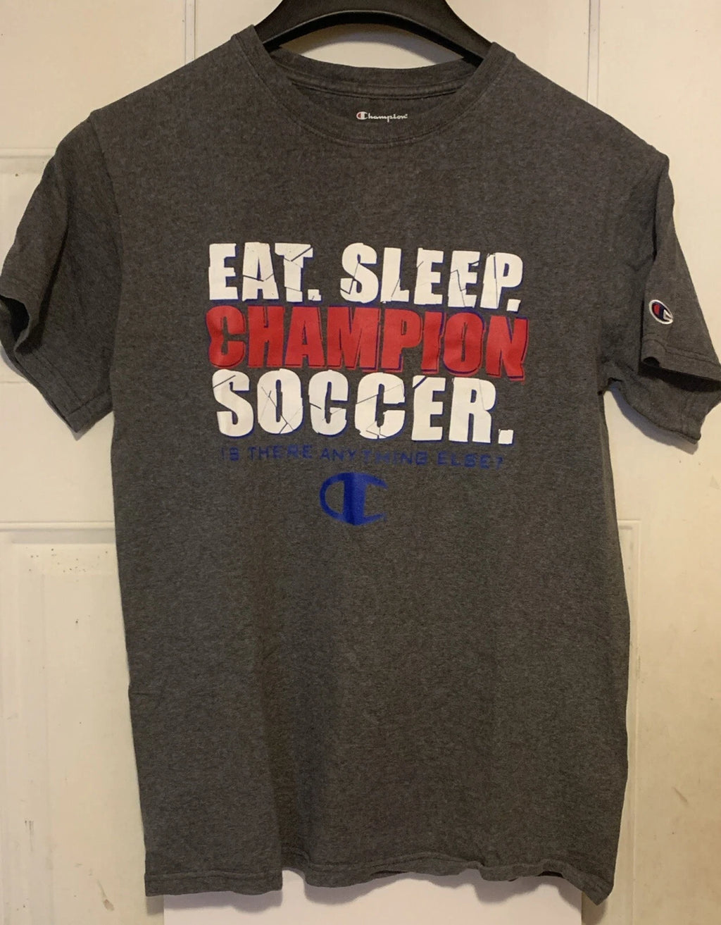 Champion Soccer T Shirt Men's M Eat Sleep - Is There Anything Else? Graphic Tee