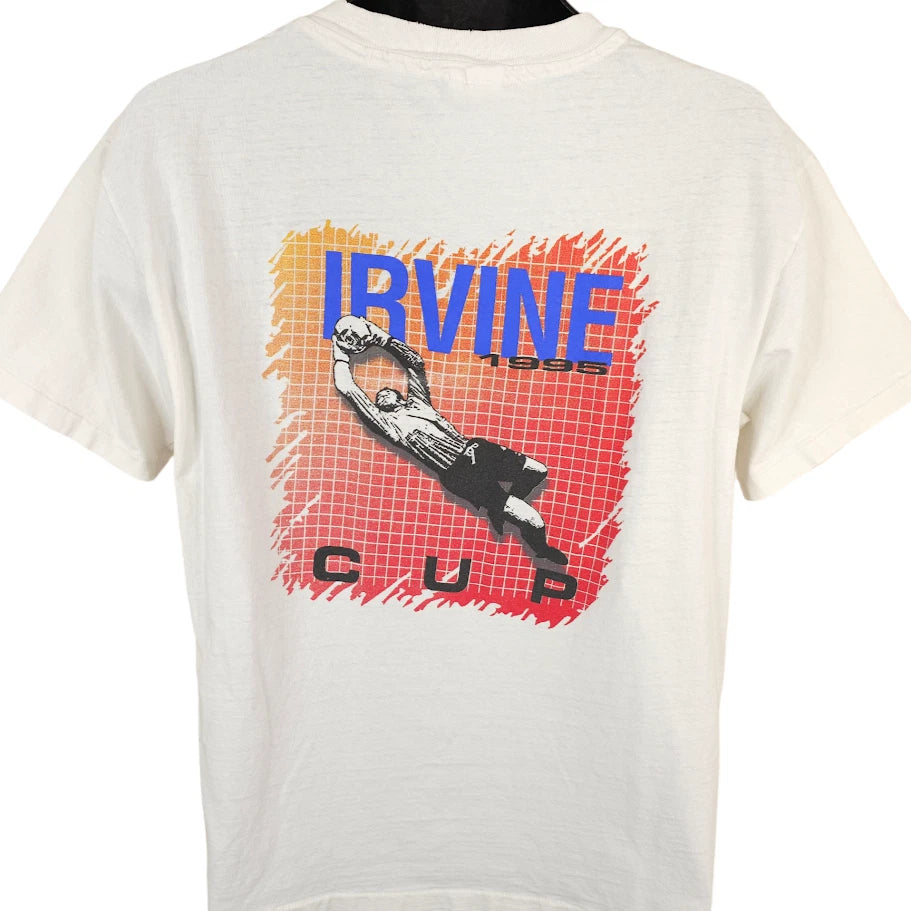 Vintage Irvine Cup T Shirt Mens Size Large White 90s 1995 Soccer Made In USA