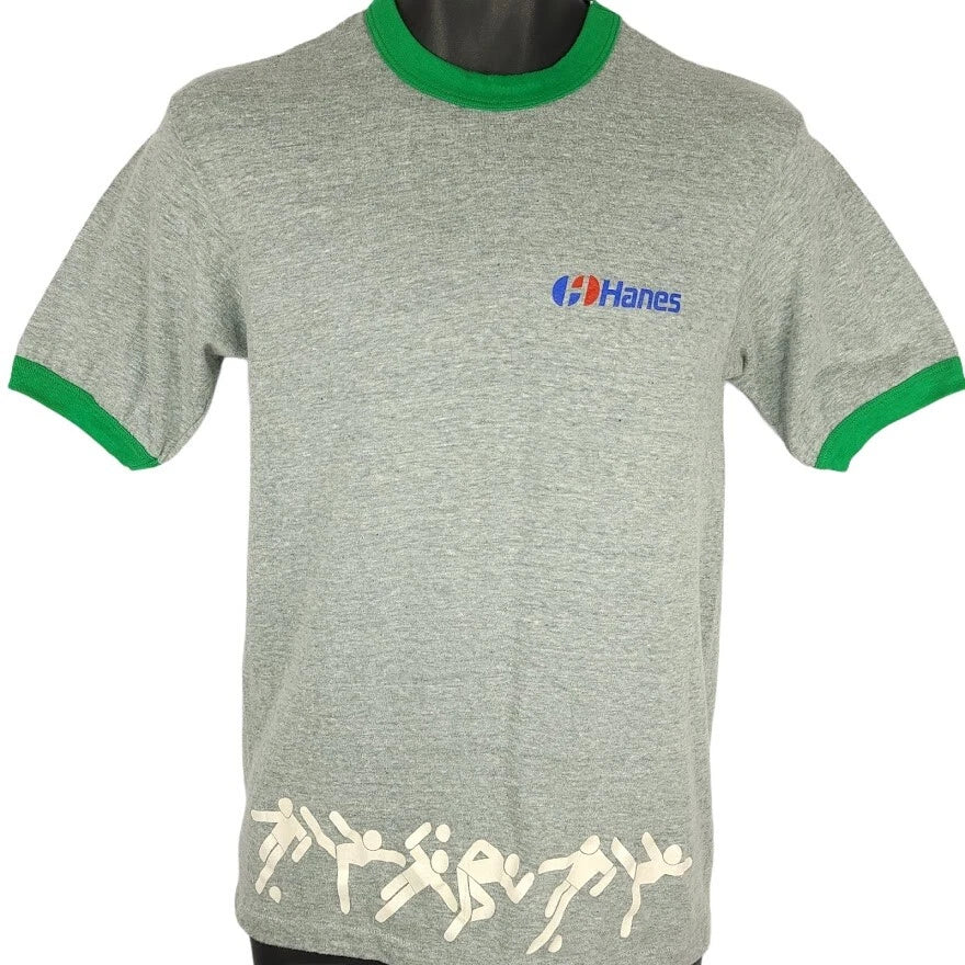 Vintage Hanes Soccer T Shirt Mens Size Small 80s Futbal Ringer Tee Made In USA