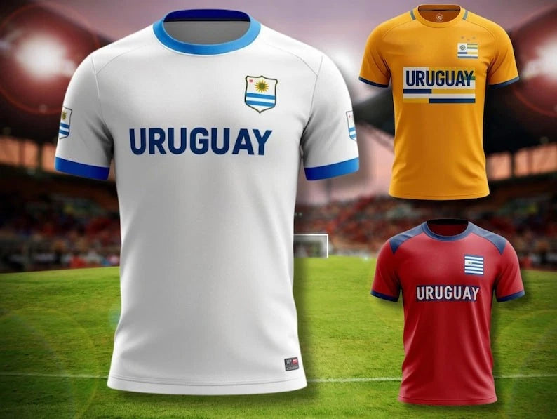 Personalized Uruguay Soccer Jersey 3D Shirt for Fans, Celeste Football Top PRINT