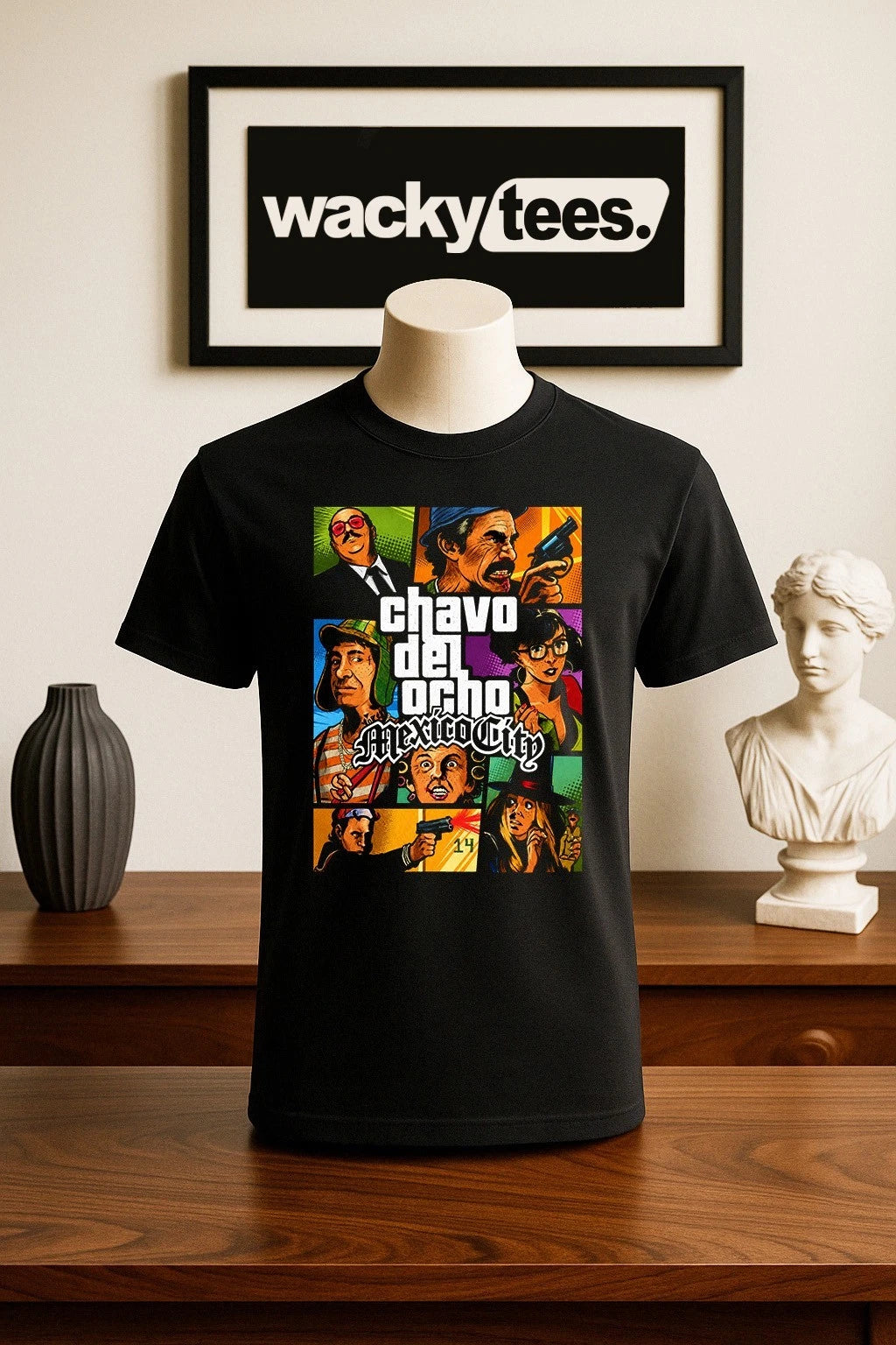 Chavo Del Ocho Mexico City Gaming Style Full Color Funny Graphic Tee Shirt
