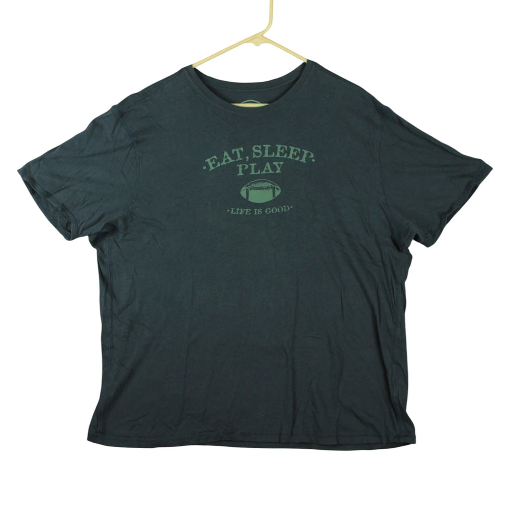 Life Is Good Sleep Semi-Fitted Tee Shirt Mens XL Tear EAT, SLEEP, PLAY FOOTBALL