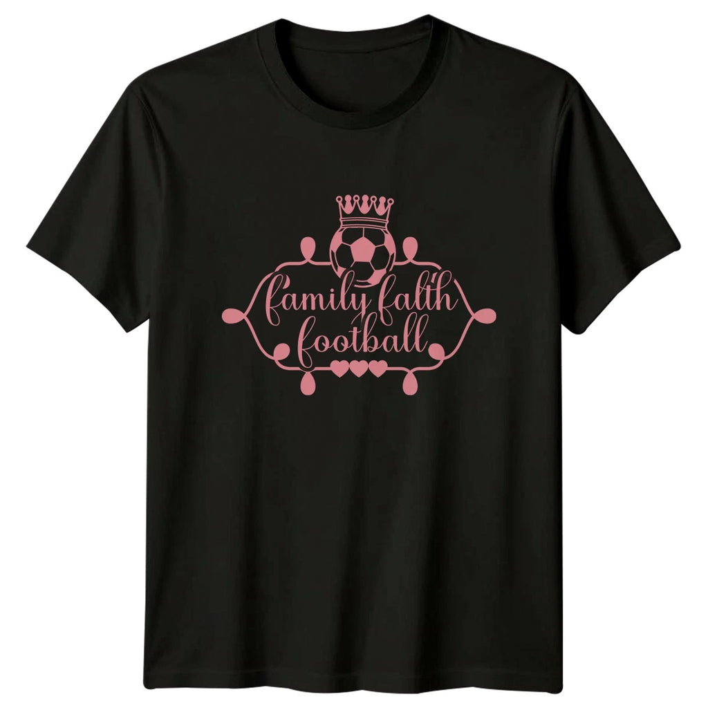 Family Faith Football Womens T-Shirt Religious Soccer Mothers Day Gift For Her