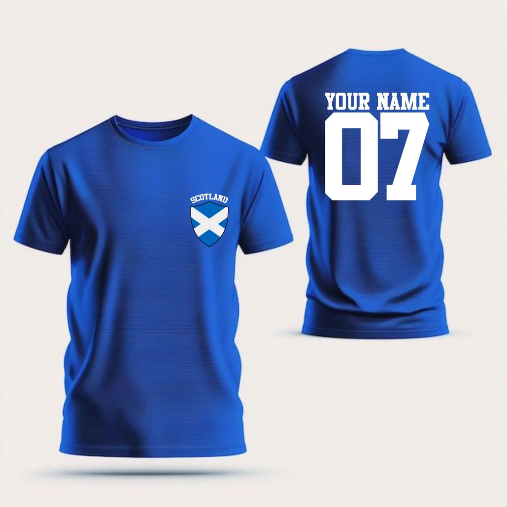 Personalized Team Scotland T-Shirt Your Name Number Football Supporters Fans Top