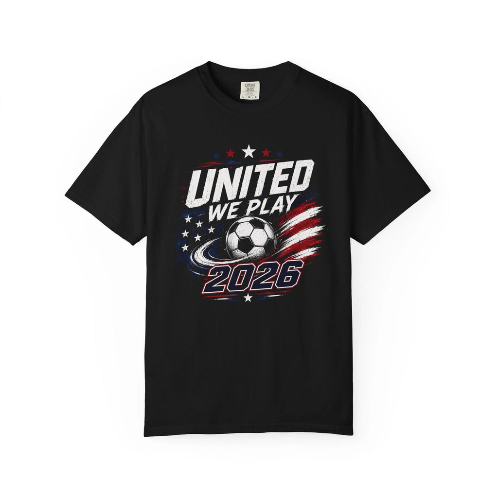 United We Play USA 2026 Soccer T-Shirt | American Flag Soccer Graphic
