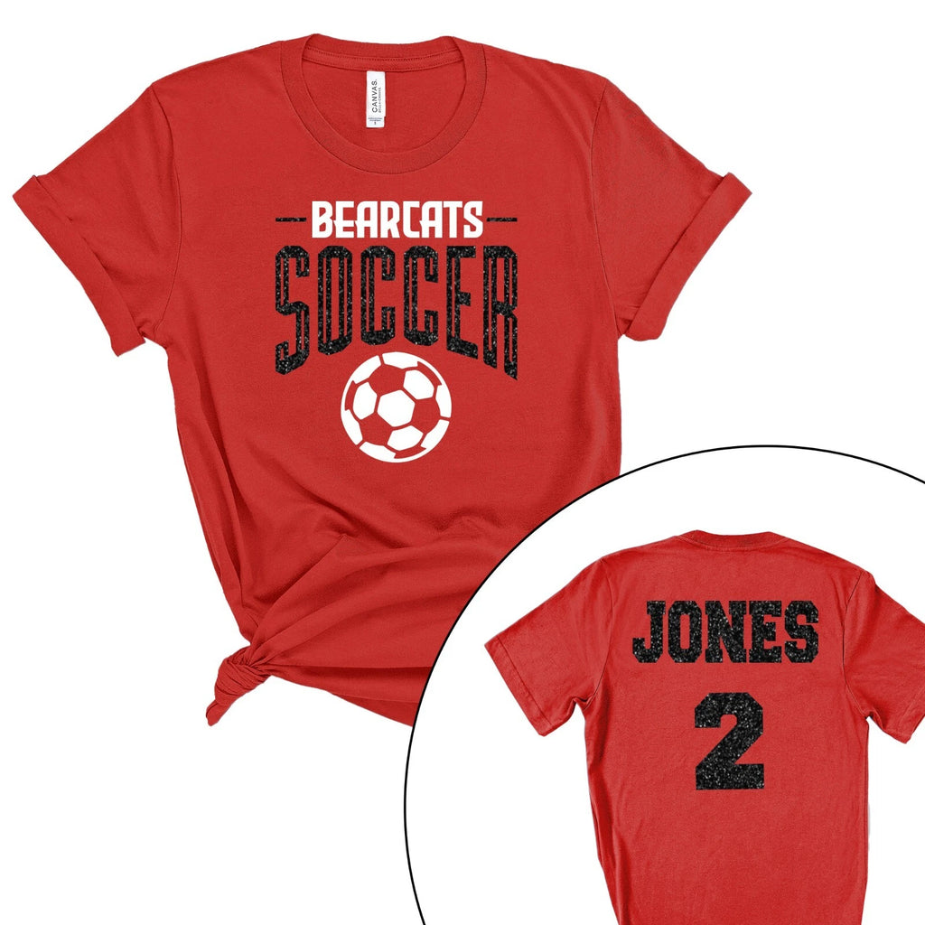 Custom Personalized Glitter Soccer Team Mom Design  Unisex Soft Jersey T Shirt