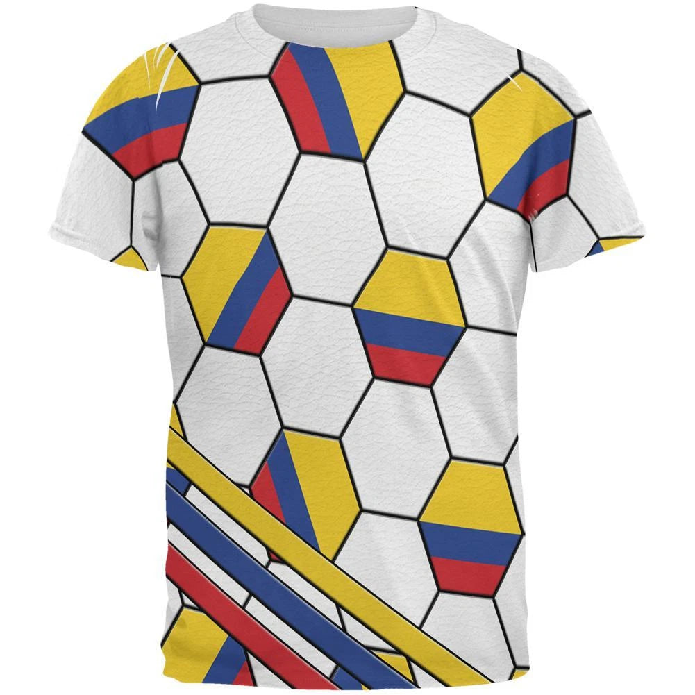 World Cup Colombia Soccer Ball All Over Mens T Shirt