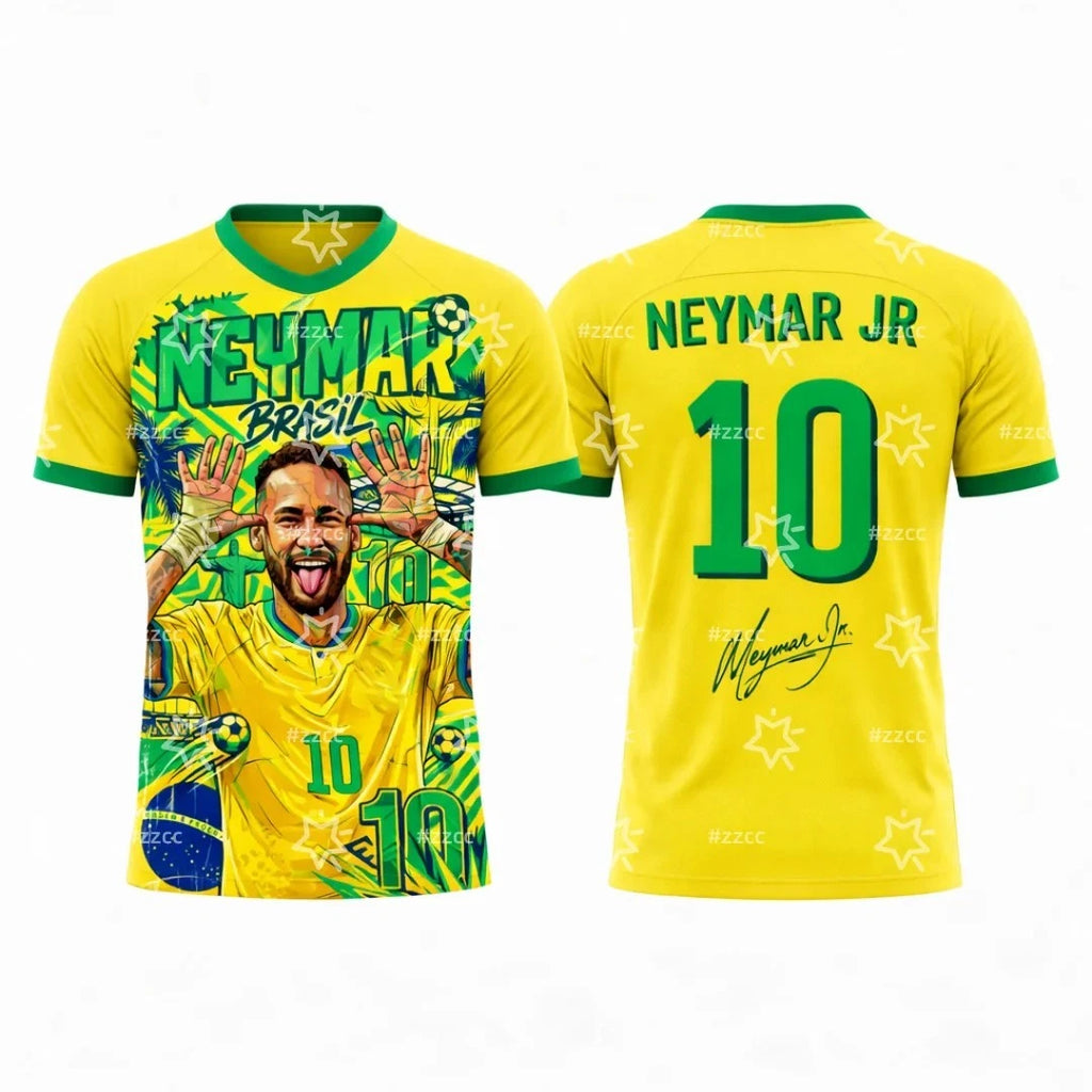 Brazil Football T-Shirts 2026 WORLD Cup Neymar T-Shirts Polyester Breathable