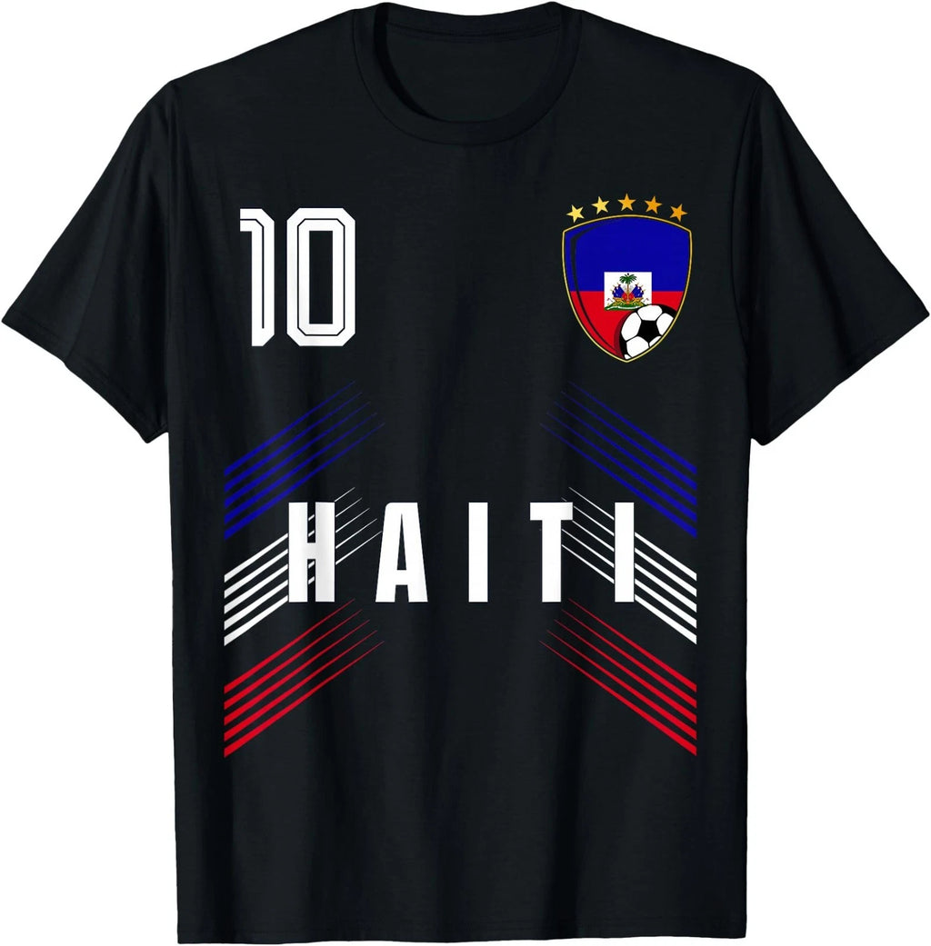Haiti Flag Haitian Pride Lovers Coton Tshirt, Football Soccer Fan Tee