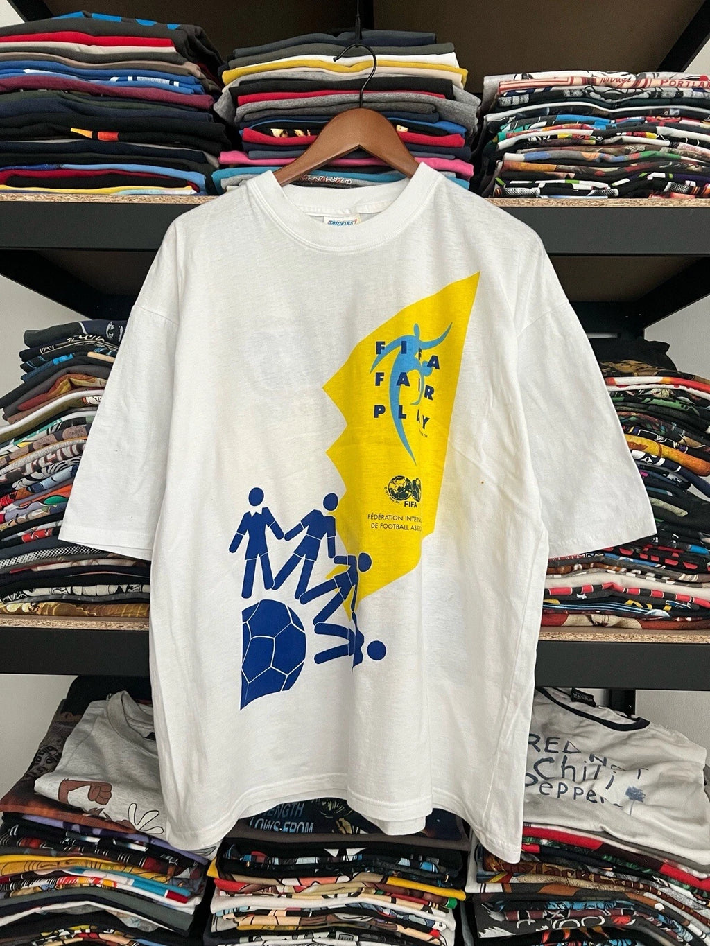 Fifa Vintage 1993 Football Snickers Supporting Fair Play Soccer White Tshirt