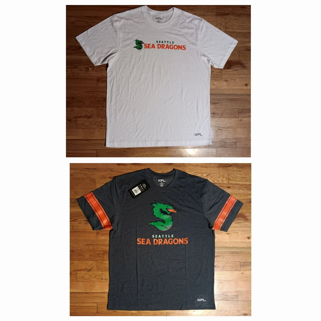 Seattle Sea Dragons XFL 2 t-shirt lot NWT Seahawks Mariners Kraken Sonics