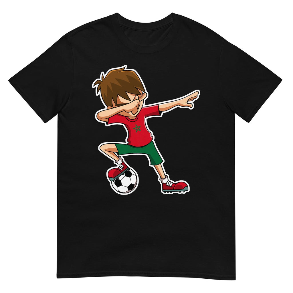 Dabbing Soccer Boy Morocco Shirt, Moroccan Flag Jersey T-Shirt