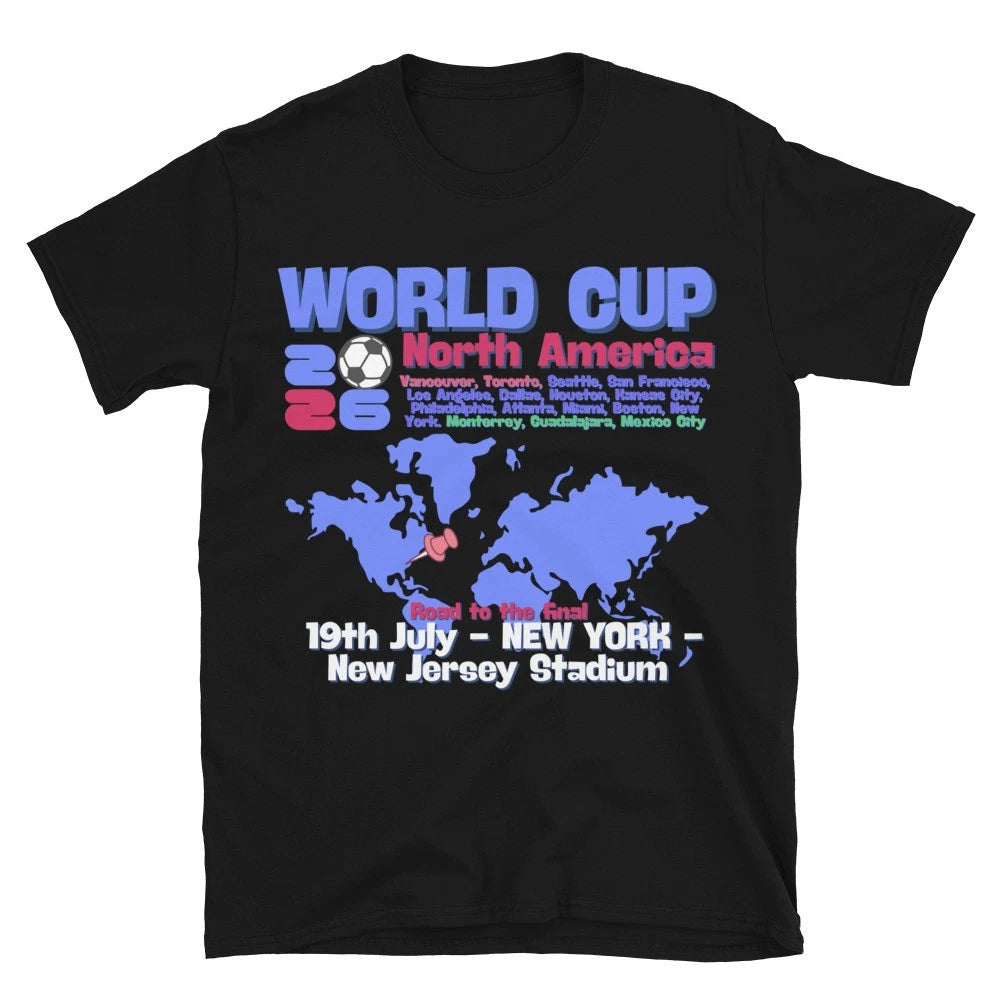 World Cup 2026 Soccer T-Shirt Football Fan Tee USA Canada Mexico Futbol Shirt