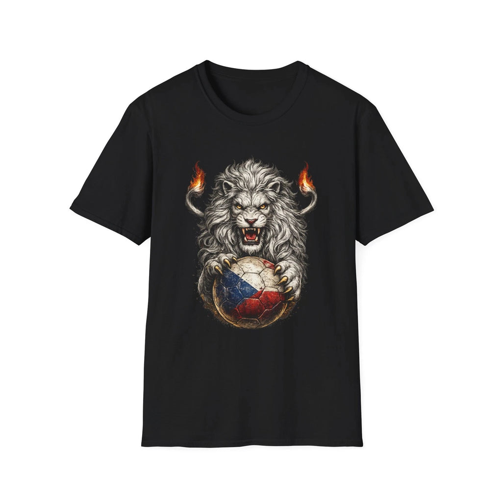 Lion Czech Soccer Ball T-Shirt Czech Flag Football Fan Graphic Tee