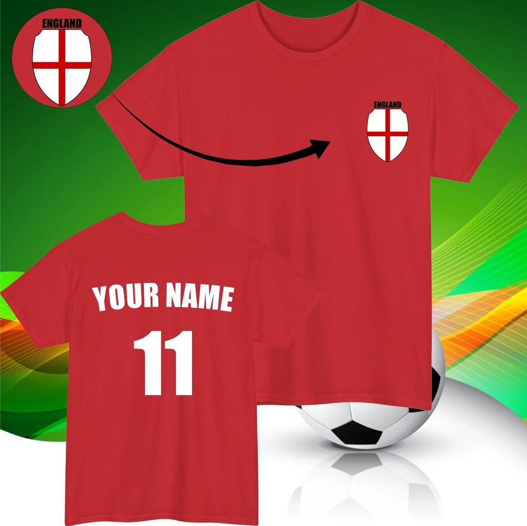 Personalised England Football T-Shirt Custom Name And Number Sports Lover Top