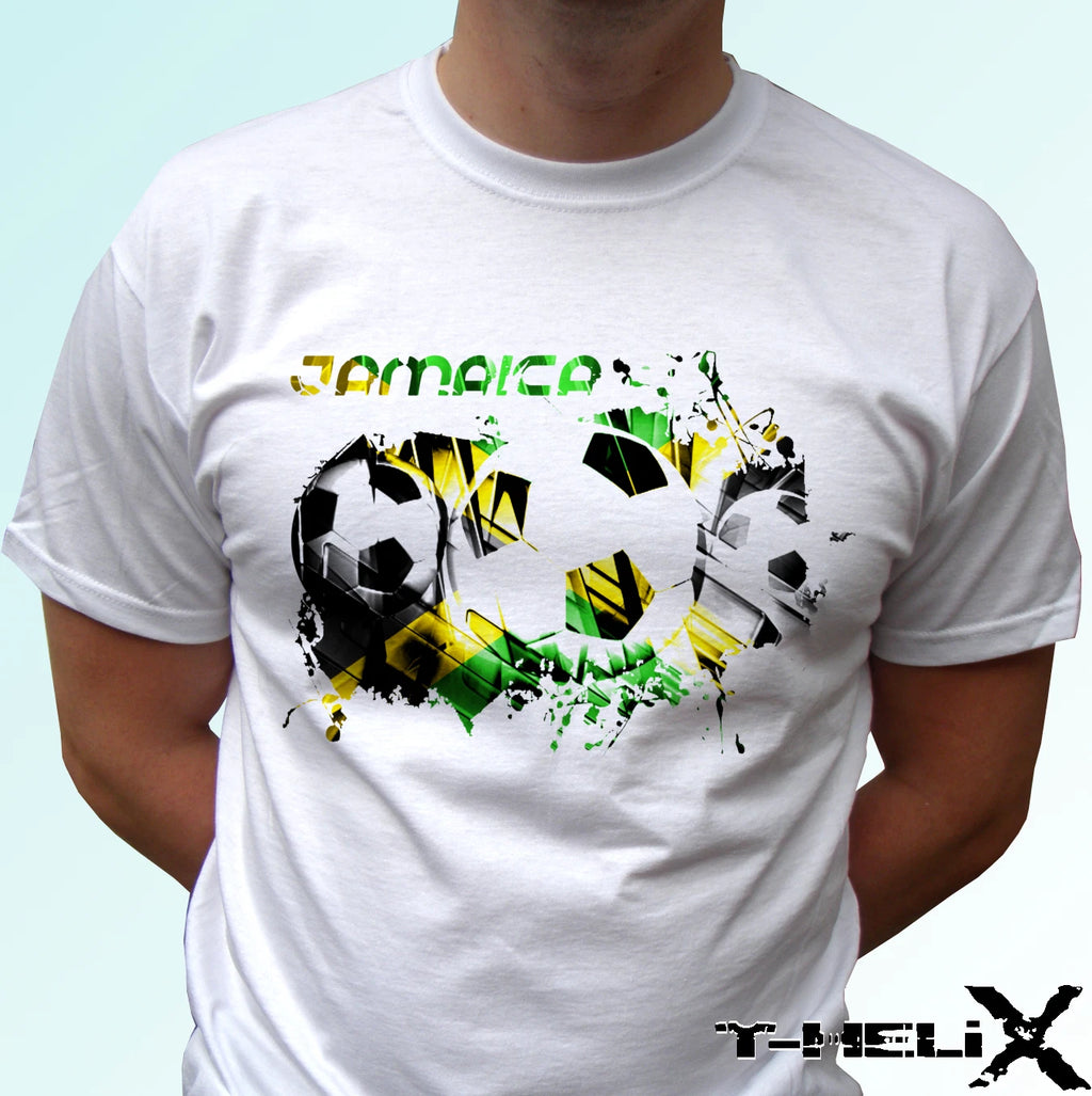Jamaica football flag - white t shirt top soccer tee - mens womens kids baby