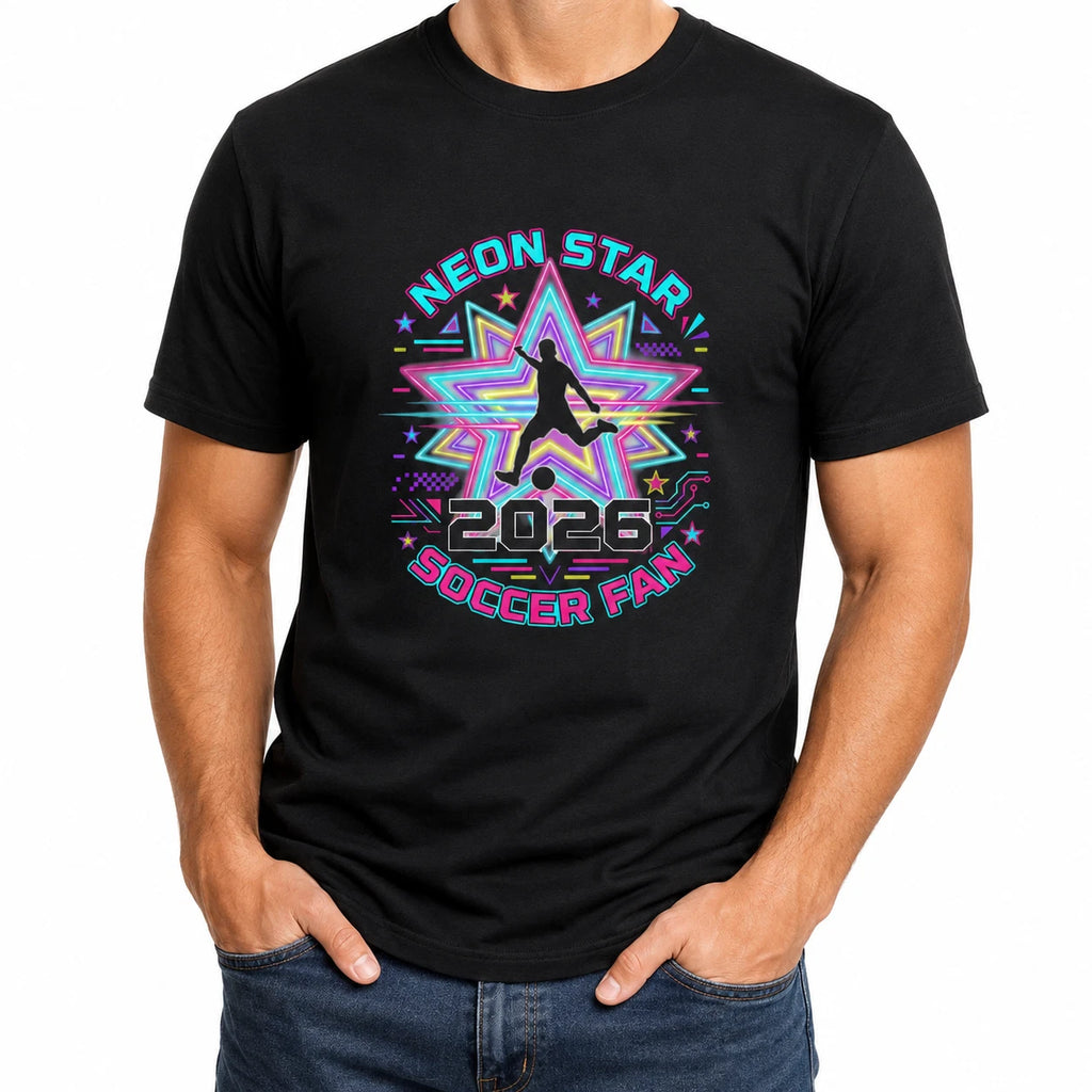 Neon Star Soccer Mom T-Shirt | Retro 80s Soccer Graphic
