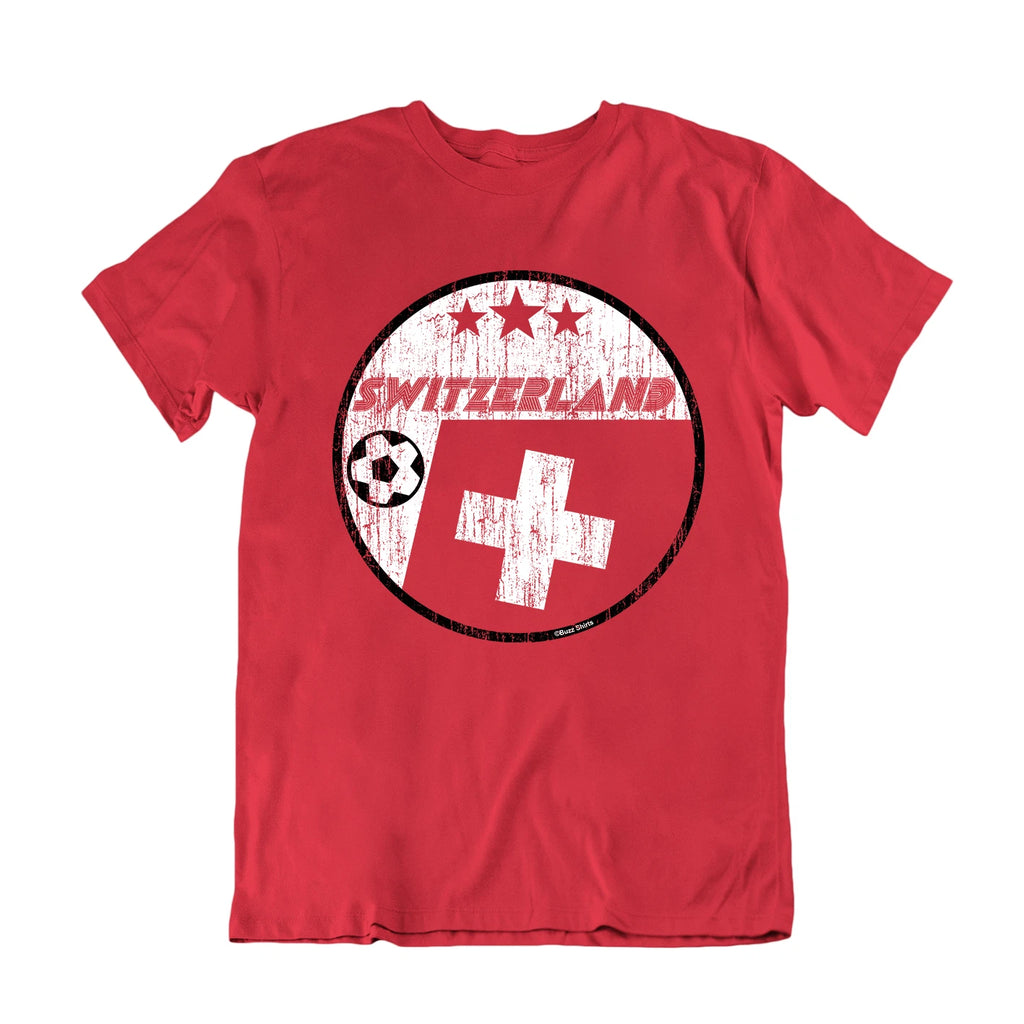 SWITZERLAND Football T-Shirt 2026 Retro Circle, Adults Kids Or Baby, World Cup