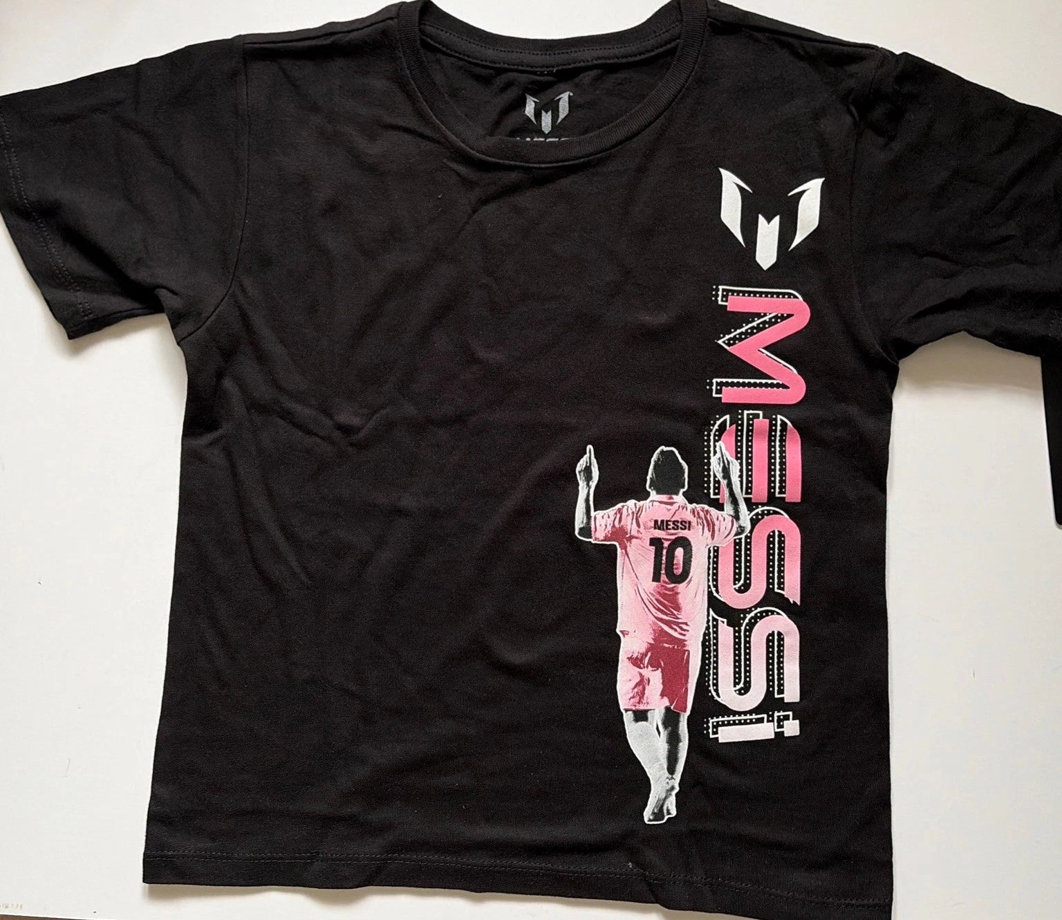 Soccer -Messi Logo Black T-Shirt Size 4 New# With Tags World Cup