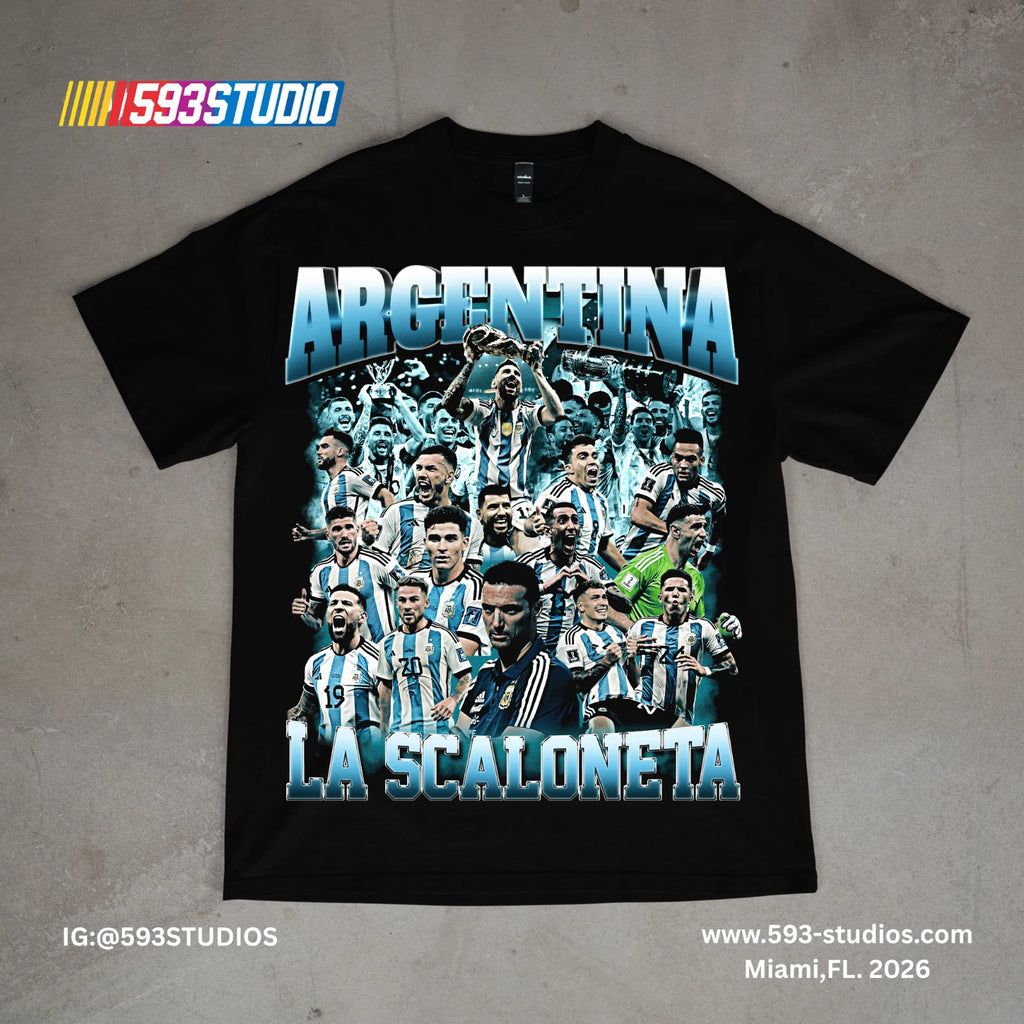 Argentina National Team La Scaloneta Graphic T-Shirt Soccer Fan Vintage Tee