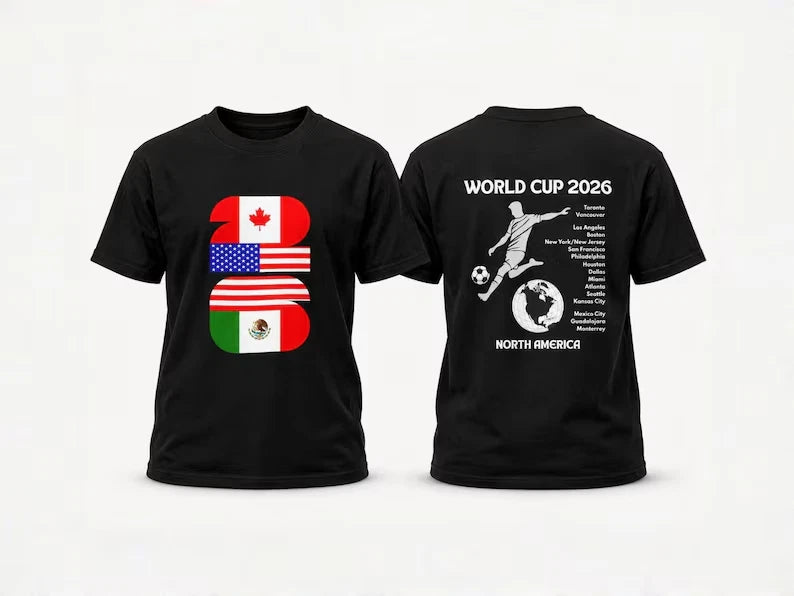 World Cup Soccer Shirt 2026, Kids/adult Football Tee with Host Countries