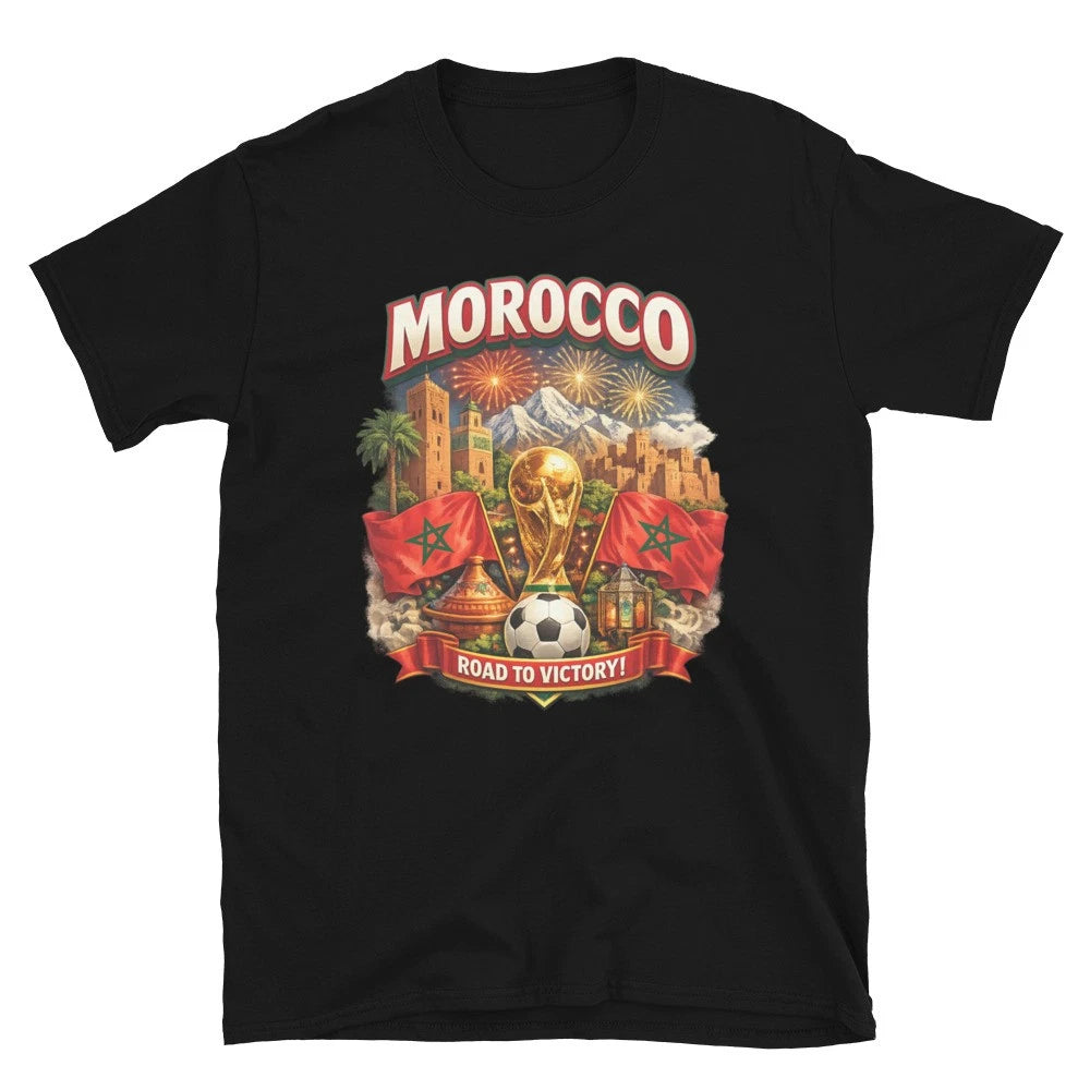 Morocco World Cup Football Fan T-Shirt Red & Green Supporter Edition Unisex