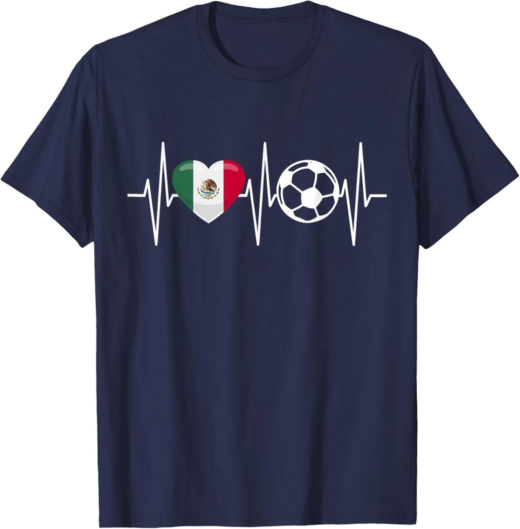 Mexico Soccer Shirt Funny Soccer Fan Heartbeat Mexican Unisex T-Shirt