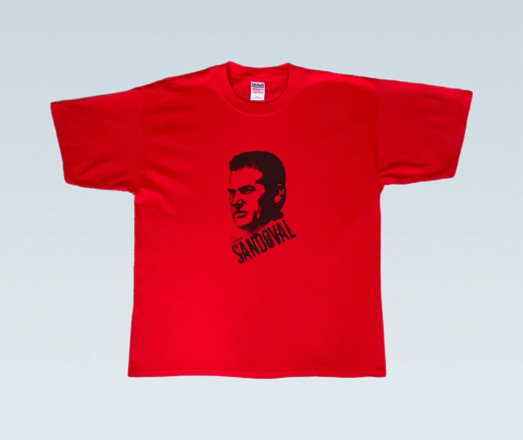 Vintage Gildan 2000 'Jose Ramon Sandoval' Football T-Shirt Red XL - P2P: 24"