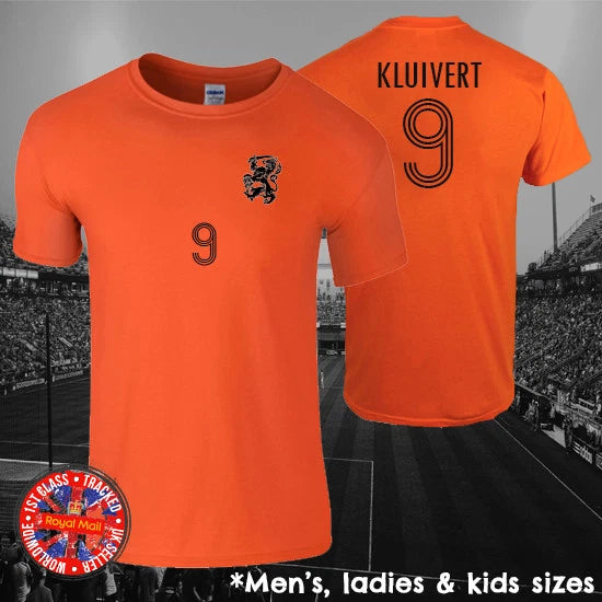 Patick Kluivert Holland Inspired Football T-shirt, Men's, Ladies, Kids