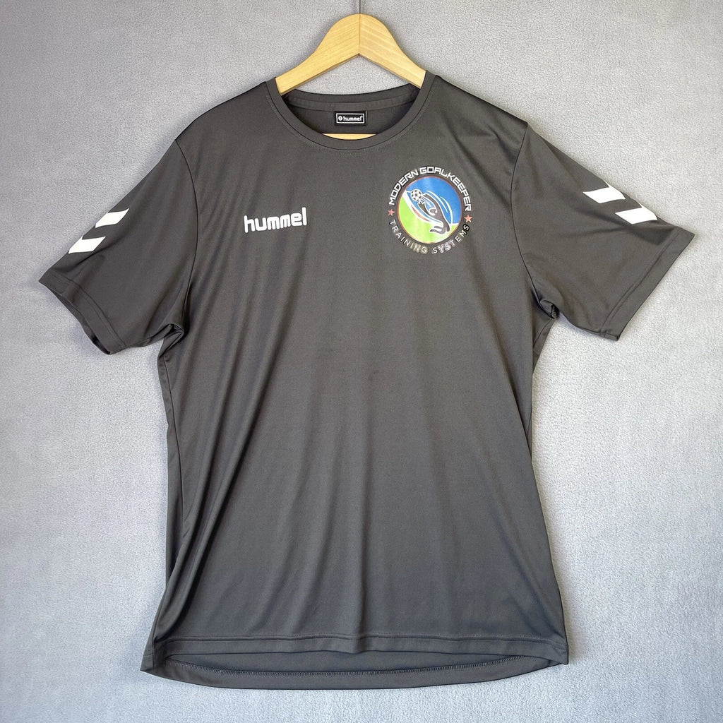 HUMMEL Shirt Men's Large Gray Goalie Training Systems Soccer Futbol Stretch Wick