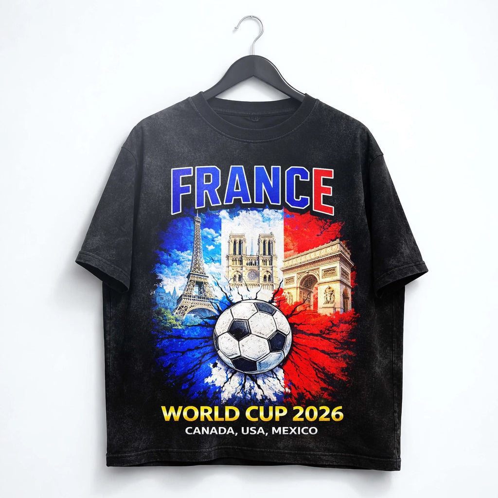 France 2026 World Cup Washed T-Shirt Soccer Fan Tee Paris Graphic Game Day Gift