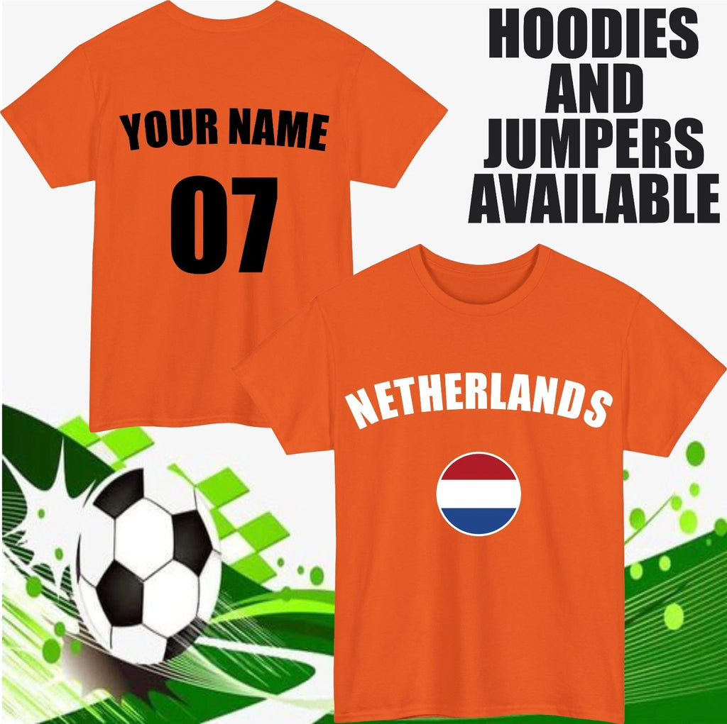 Personalised Netherlands Football T-Shirt Customised Name & Number Fan Party Top