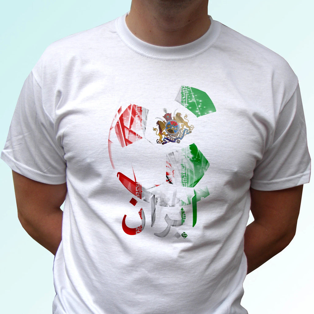 Iran football flag white t shirt design soccer gift top design tee all sizes