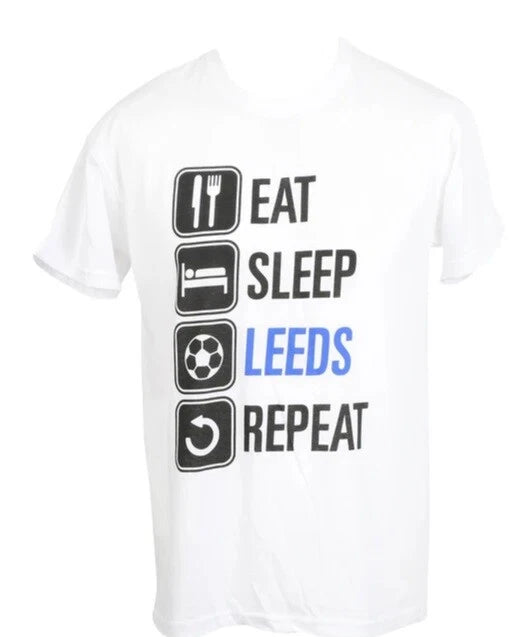 Eat, Sleep, Leeds, Repeat Football Fan T-Shirt