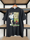 Vintage 90s Teddy Sheringham Tottenham England Soccer Black T-shirt Sz XL