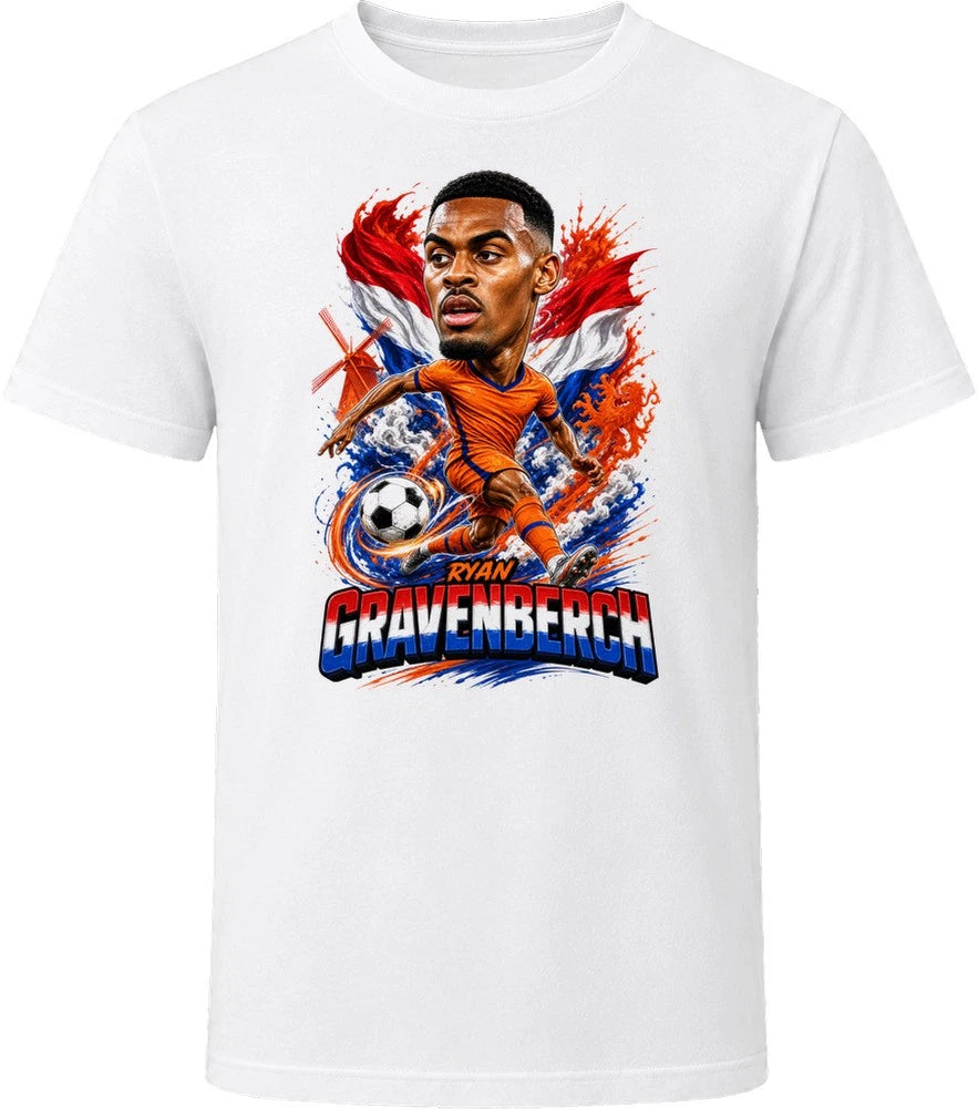 Ryan Gravenberch Netherlands Soccer Caricature 2026 World Cup T Shirt