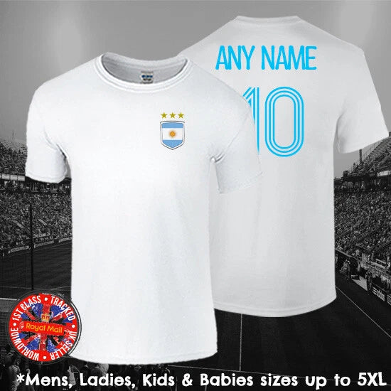 Argentina World Cup Winners Three Star Football Fan T-shirt Maradona Messi