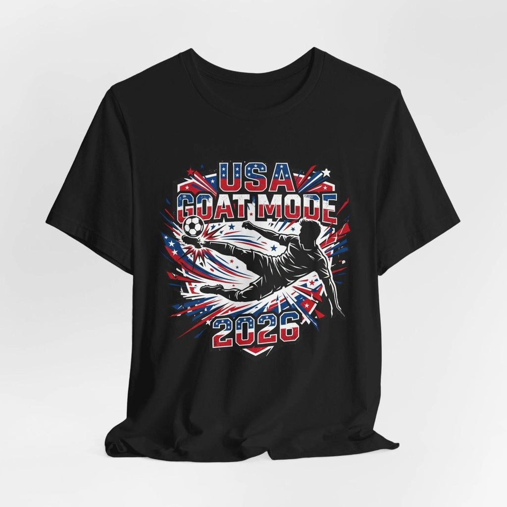USA GOAT Mode 2026 T Shirt Patriotic Soccer Graphic Tee Retro Football Fan Appar