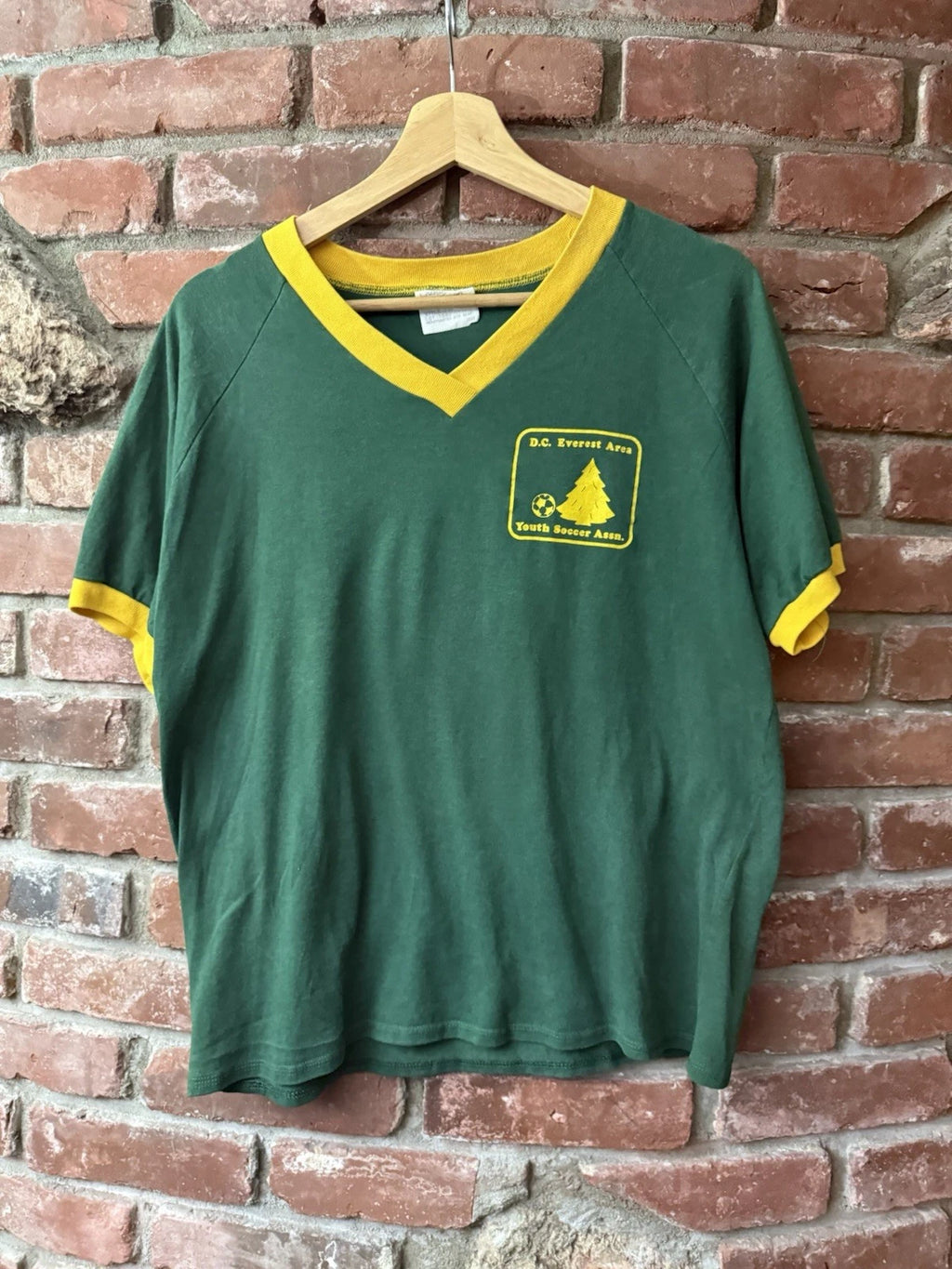 Vintage 70s 80s Soccer Jersey Shirt M Two Tone V Neck