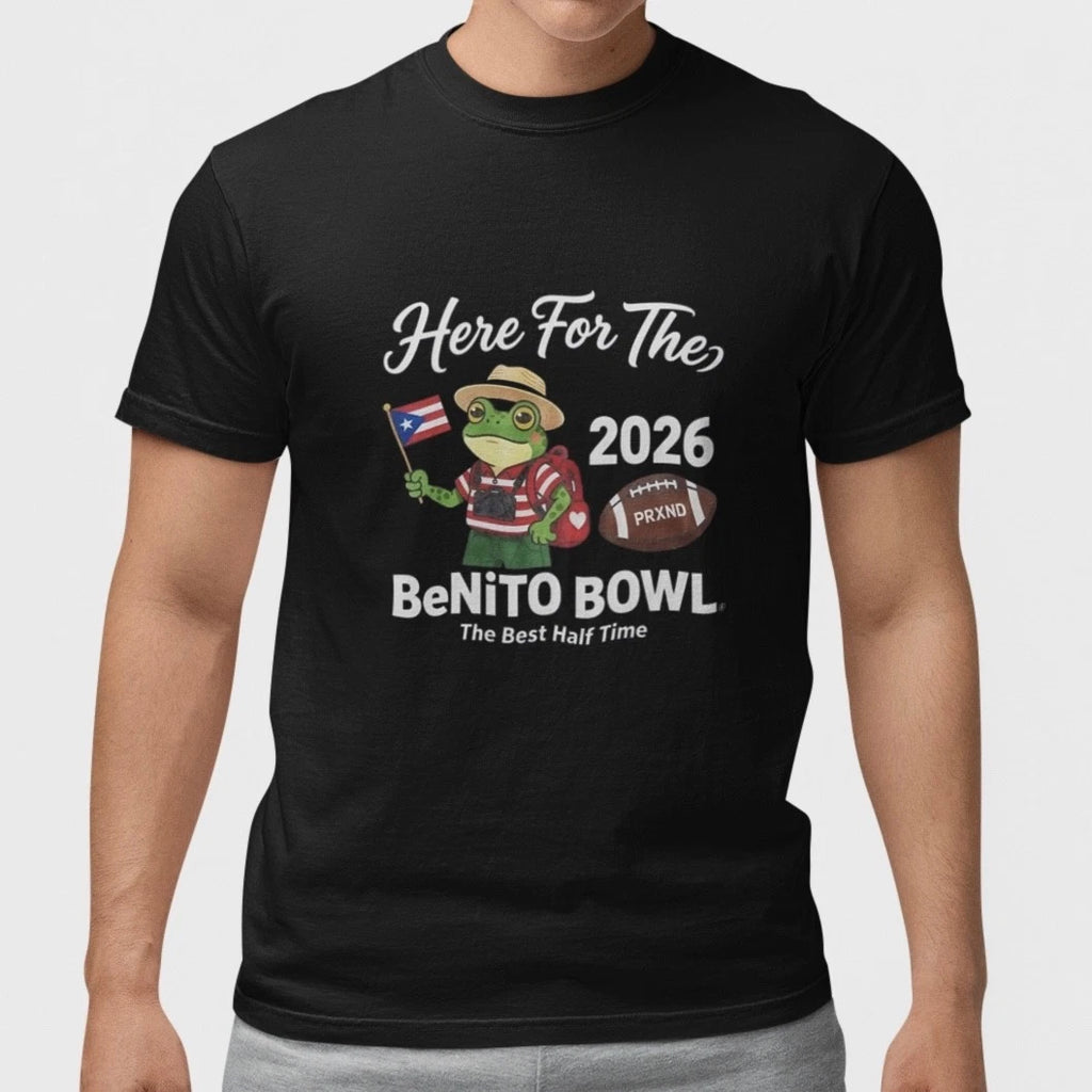 Here For The Benito Bowl 2026 Funny Party Shirt Cartoon Frog Game Day Tee