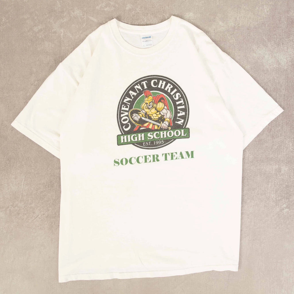 Vintage Covenant Christian Soccer Team T-Shirt XL Men's White College Sport