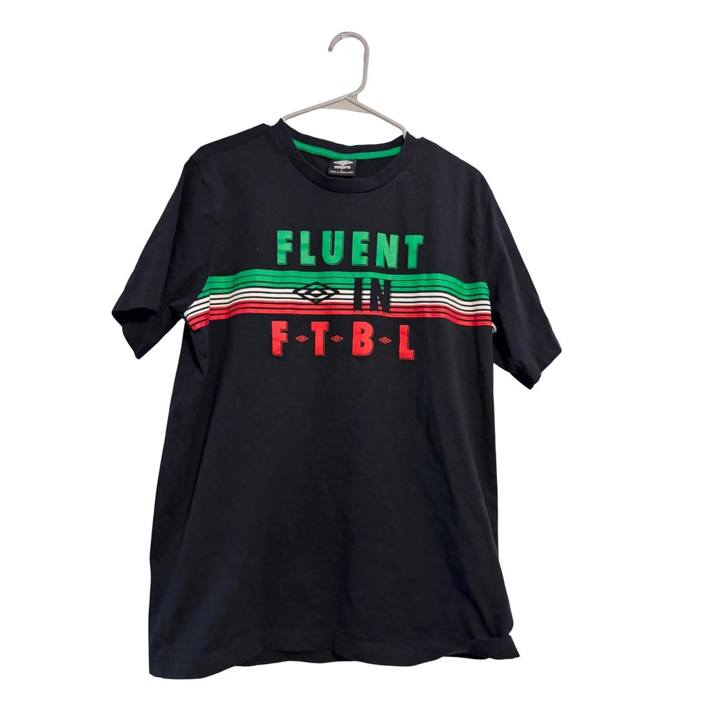 Umbro Mens Fluent In FTBL Graphic T-Shirt Black Soccer Football Tee Large