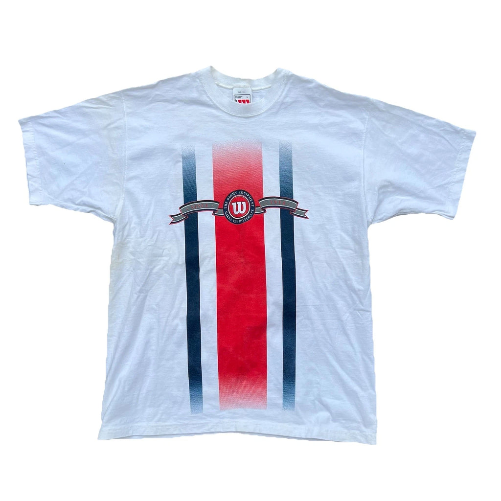Vintage 90s Wilson T-shirt men’s large Heavyweight White Soccer Graphic