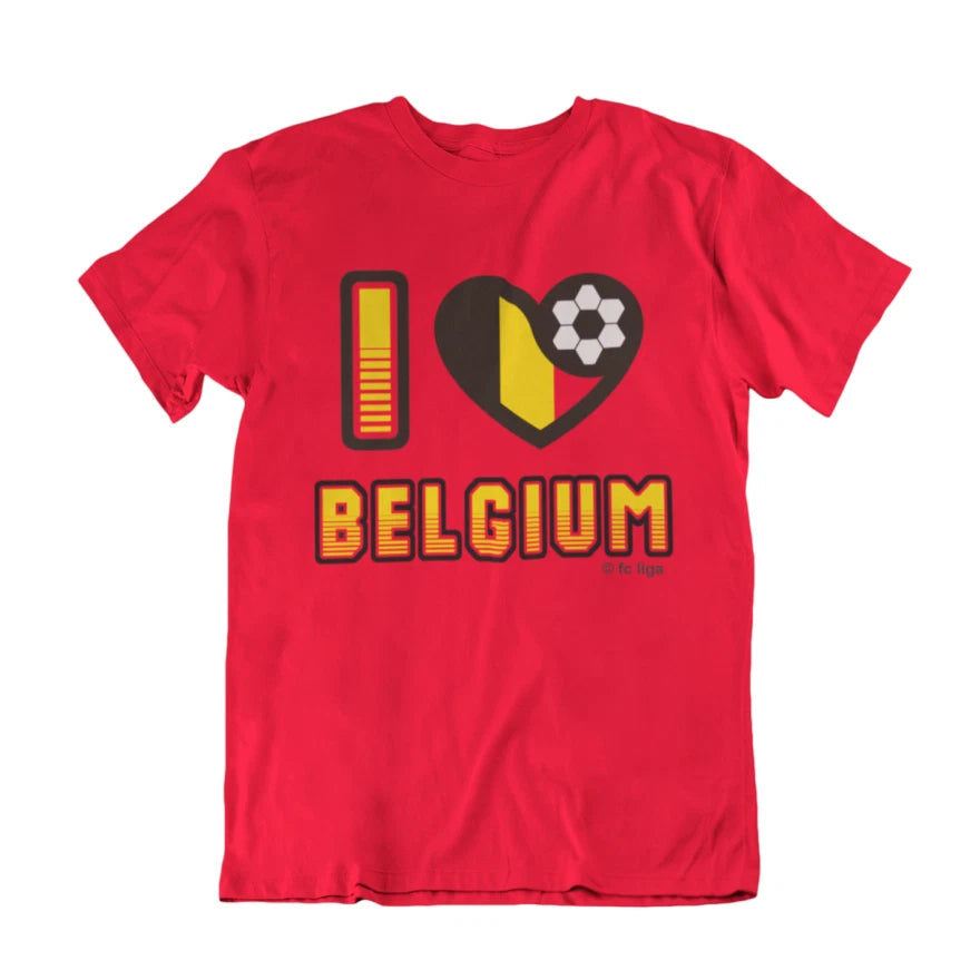 I LOVE BELGIUM Football  T-Shirt World Cup 2026, Adults Kids Or Baby, World Cup