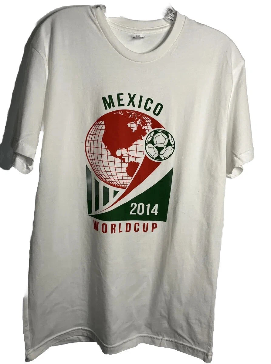 Mexico 2014 World Cup Fan White Graphic T-shirt Medium size Soccer Sports