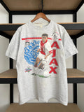 Vintage 90s Marc Overmars Ajax Amsterdam Art Soccer Football T-shirt Sz XL