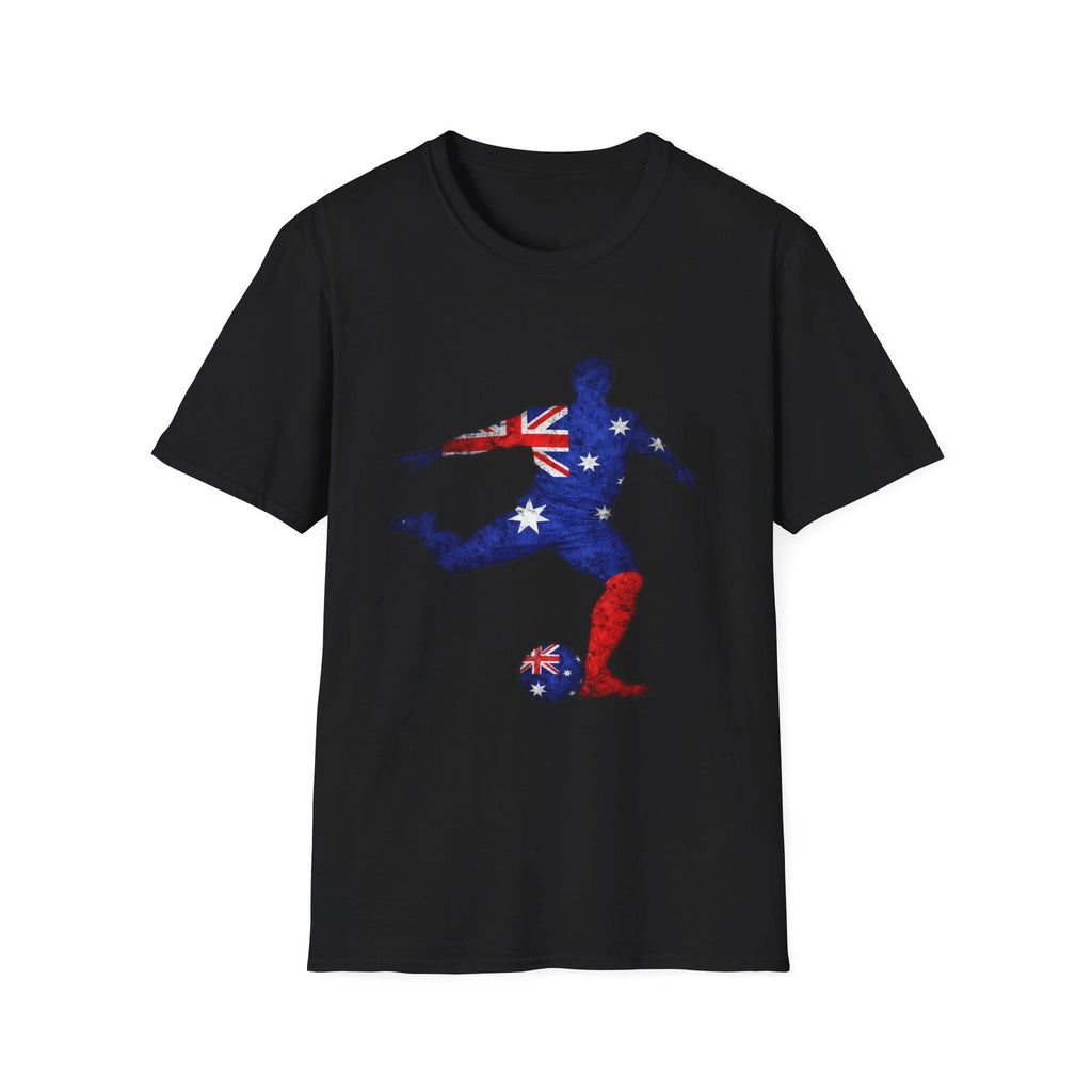 Australian Flag Soccer Player T-Shirt Football Silhouette Graphic Tee